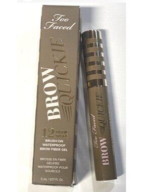 Too Faced Brow Quickie Brush-On Brow Fiber Gel in Universal Taupe=Boxed